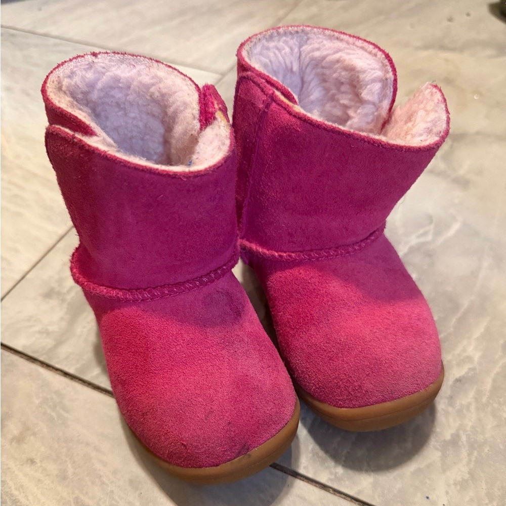 UGG Pink Fleece-Lined Baby Booties